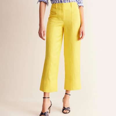 Yellow Cropped Twill Trousers 