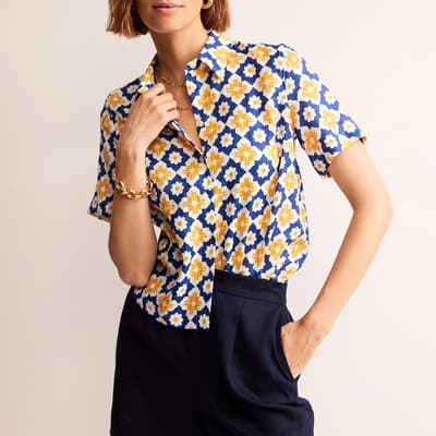 Blue/Yellow Hazel Linen Shirt