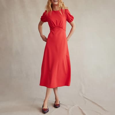 Red Nancy Ponte Midi Dress