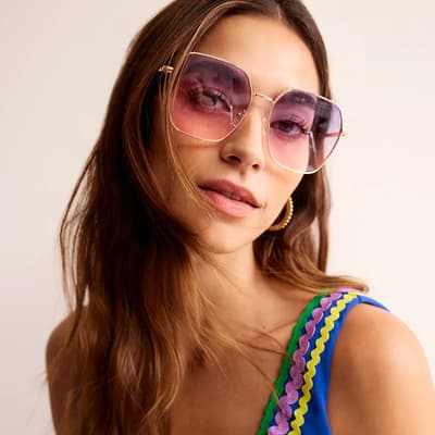 Purple Angular Metal Sunglasses 