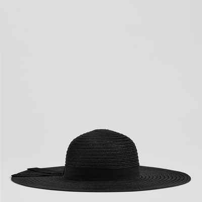 Savanh Black Raffia Floppy Sun Hat
