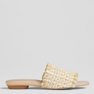 White/Natural Meera Flat Sandals