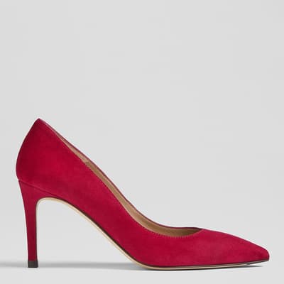 Red Leather Floret Closed Court Heels