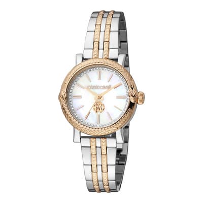 Women's Two Tone Silver & Rose Gold Roberto Cavalli Stainless Steel Watch 30mm