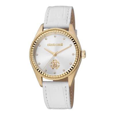 Women's Gold Roberto Cavalli Leather Watch 39mm
