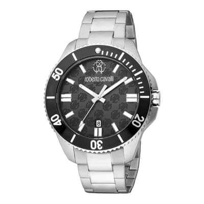 Men's Silver Roberto Cavalli Stainless Steel Watch 44mm