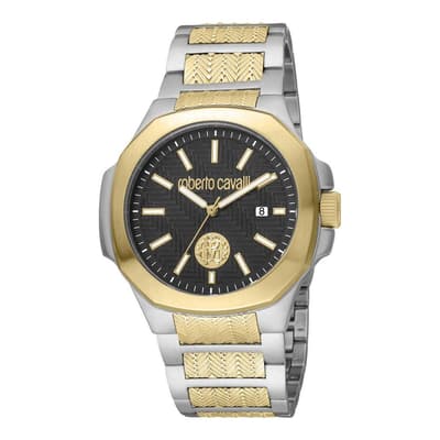 Men's Two Tone Silver & Gold Roberto Cavalli Stainless Steel Watch 41mm