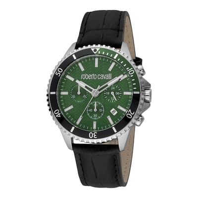 Men's Silver Roberto Cavalli Leather Watch 42mm