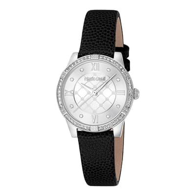 Women's Silver Roberto Cavalli Leather Watch 30mm