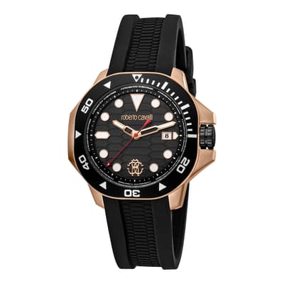 Men's Rose Gold Roberto Cavalli Silicone Watch 42mm