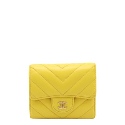 Yellow Chanel V Stich Wallet - AB