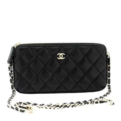 Black Chanel Wallet On Chain Wallet - AB