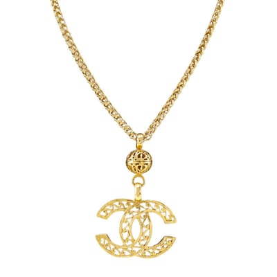 Gold Chanel Coco Mark Necklace- AB