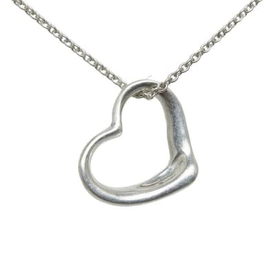 Silver Tiffany & Co Open Heart Necklace- B