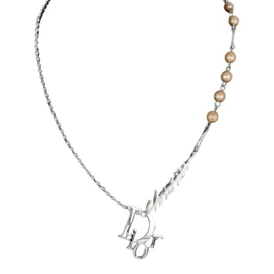 Silver Dior Logo Necklace- AB