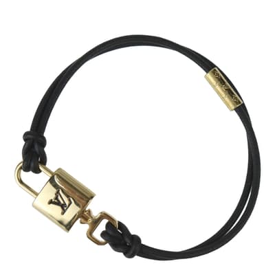 Black Louis Vuitton Padlock On Strap Bracelet - AB