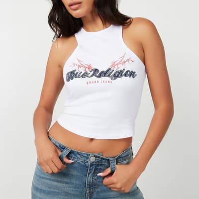 White Racer Front Cotton Tank Top