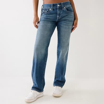 Blue Ricki Relaxed Straight Stretch Jeans