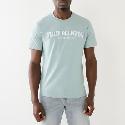 Blue Pile Arch Logo Cotton T-Shirt