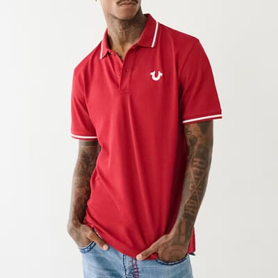 Red Logo Cotton Polo Shirt