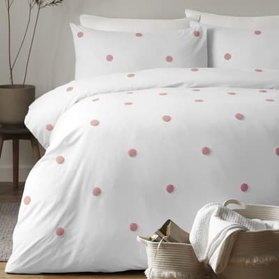 Dot Garden Single Duvet Set, White/Pink