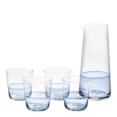 5 Piece Set 1815 Carafe & Tumbler, Blue