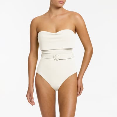 Cream Bandeau Swimsuit