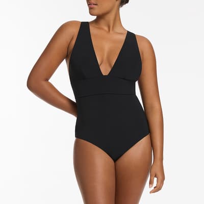 Black Plunge Tie Back Swimsuit