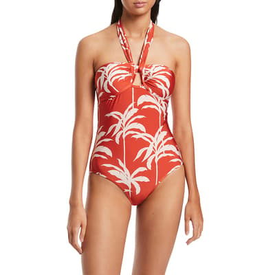 Cherry Palme Halter Tie Swimsuit