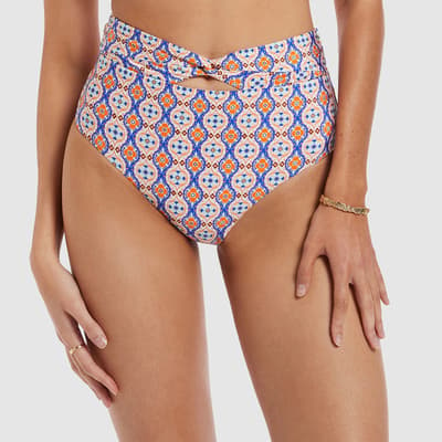 Orange Azura Geo High Waist Twist Brief