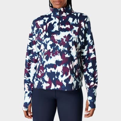 Blue Flow Print Scuba Oversize Workout Sweat