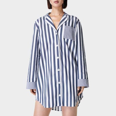 Blue Stripe Print Restful Sleep Shirt