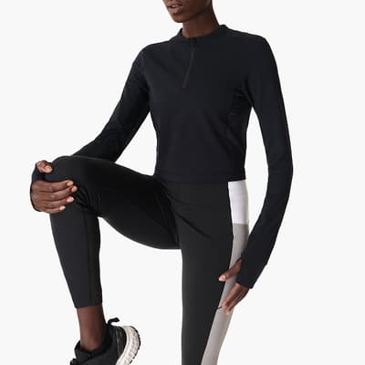 Black Power Half Zip Workout Top