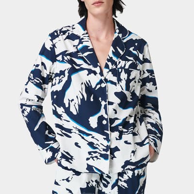 Blue Peaks Print Restful Sleep Long Sleeve Pyjama Shirt