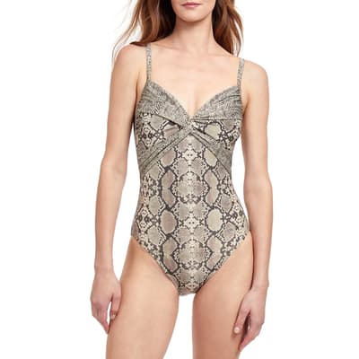 Multi  Python Shaped Surplice One Piece Swimsuit