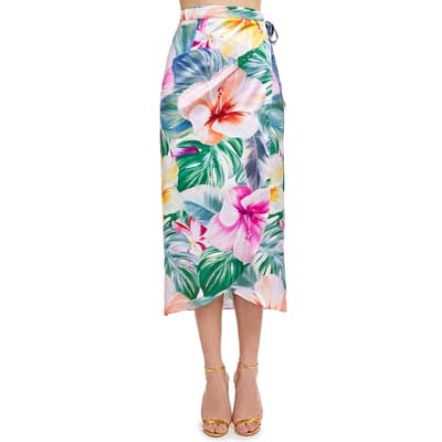 Multi  Bora Bora Tropical Print Long Sarong Skirt