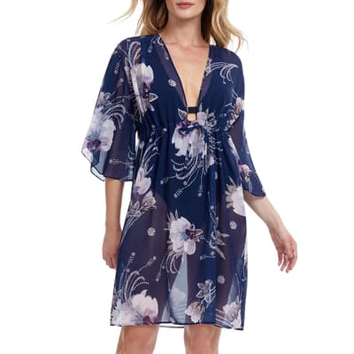 Navy/Pink Dolce Vita Deep V-Neck Cover Up Dress 