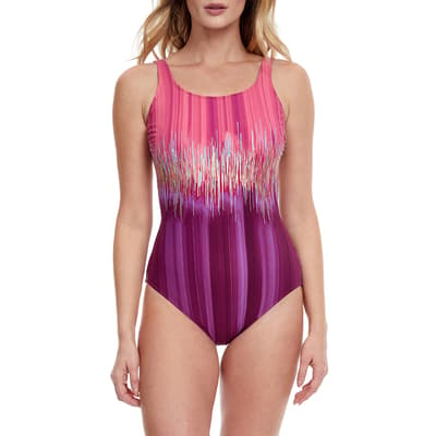 Pink & Purple Round Neck Swimsuit