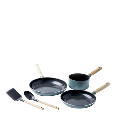 5 Piece Blue Mayflower Pan Set