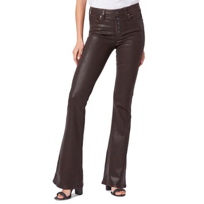 Brown High Rise Coated Lou Lou Flare Jeans