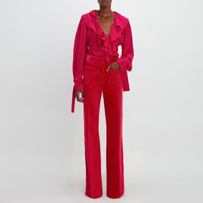 Pink Alina Patch Pocket Bootcut Trousers