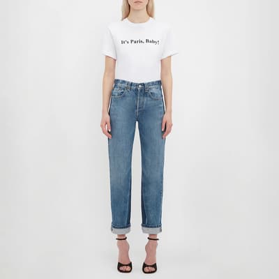 White Slogan Cotton T-Shirt