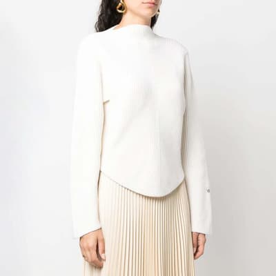 White Circle Ribbed Wool Blend Jumper