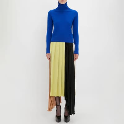 Blue Roll Neck Wool Jumper