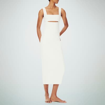 White VB Body Fitted Midi Dress