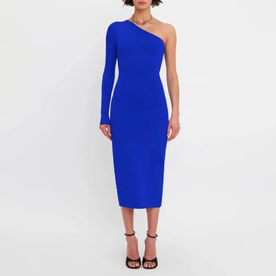 Blue VB Body One Shoulder Midi Dress