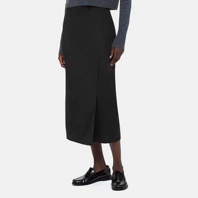 Black Olivia Wrap Midi Skirt