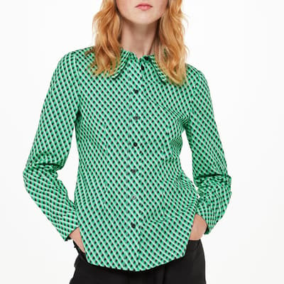 Green Crosshatch Cotton Slim Shirt