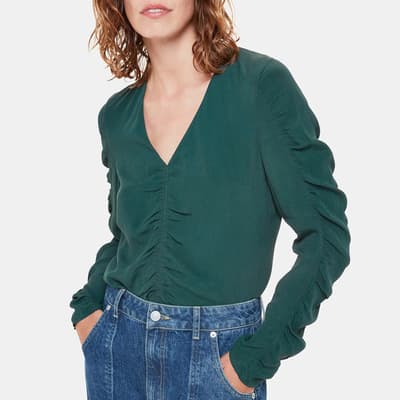 Green Lilly Gather Front Top