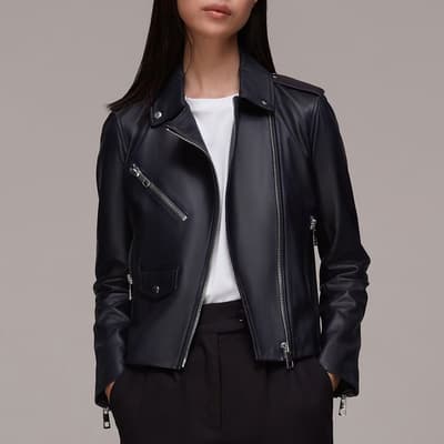 Navy Agnes Leather Jacket